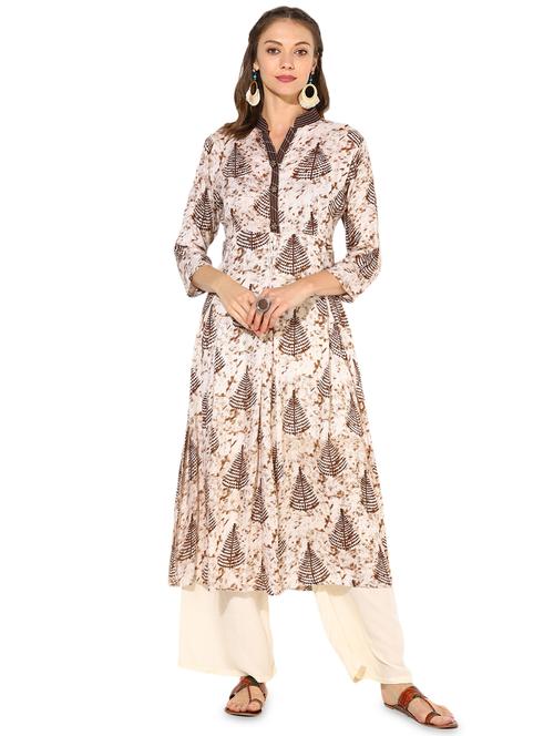 flared printed kurta palazzo set - 16015565 - Standard Image - 1