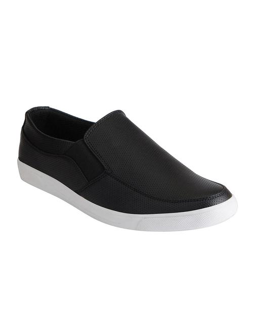 black leatherette slipons - 16015590 - Standard Image - 1