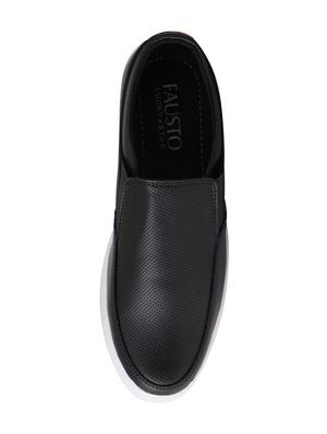 black leatherette slipons - 16015590 - Standard Image - 4
