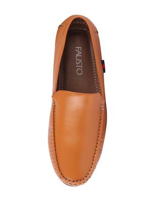tan leatherette slip on loafers - 16015597 - Standard Image - 4