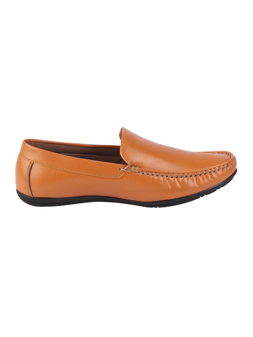 tan leatherette slip on loafers - 16015597 - Zoom Image - 2