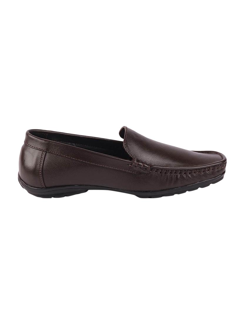 brown leatherette slip on loafers - 16015599 - Zoom Image - 2