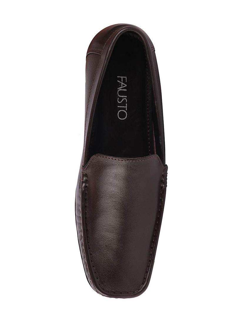brown leatherette slip on loafers - 16015599 - Zoom Image - 4
