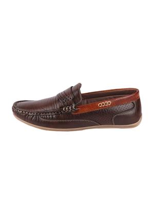 brown leatherette slip on loafers - 16015602 - Standard Image - 2