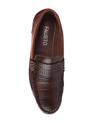 brown leatherette slip on loafers - 16015602 - Standard Image - 3