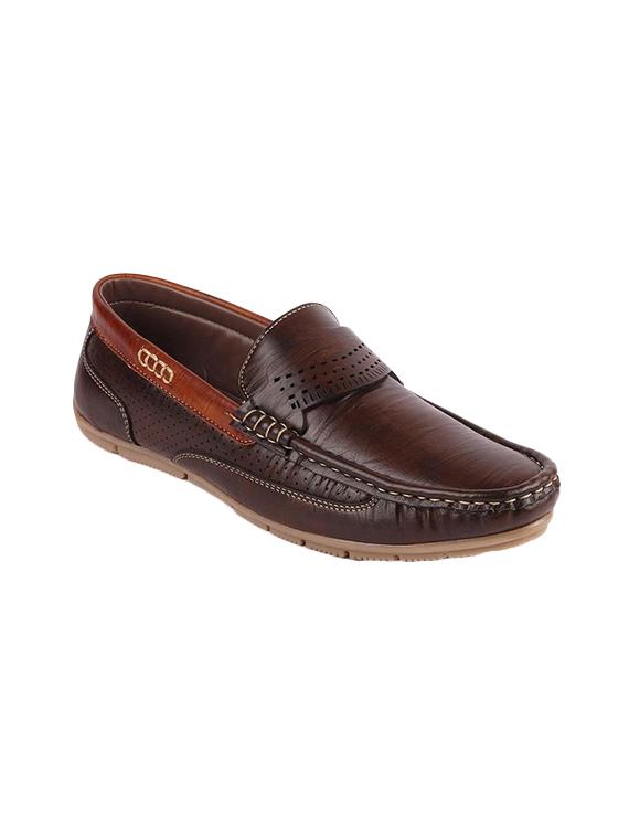 brown leatherette slip on loafers - 16015602 - Zoom Image - 1