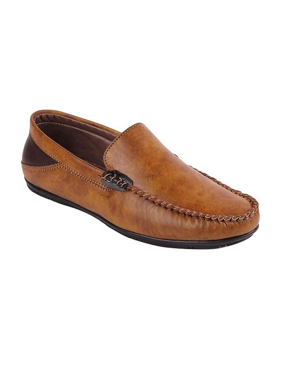 tan leatherette slip on loafers - 16015610 - Zoom Image - 1