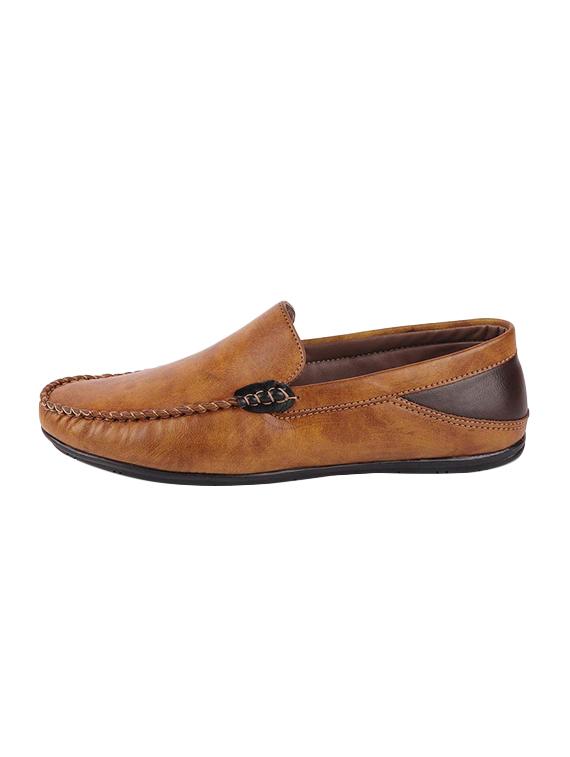 tan leatherette slip on loafers - 16015610 - Zoom Image - 2