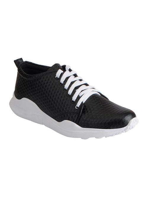 black leatherette casual shoes - 16015614 - Standard Image - 1