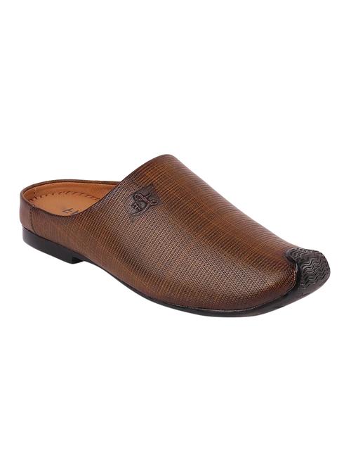 brown leatherette slip on mules - 16015622 - Standard Image - 1