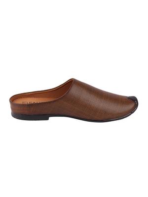 brown leatherette slip on mules - 16015622 - Standard Image - 2