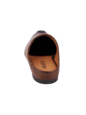 brown leatherette slip on mules - 16015622 - Standard Image - 3