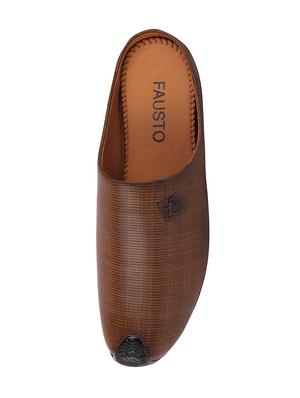 brown leatherette slip on mules - 16015622 - Standard Image - 4