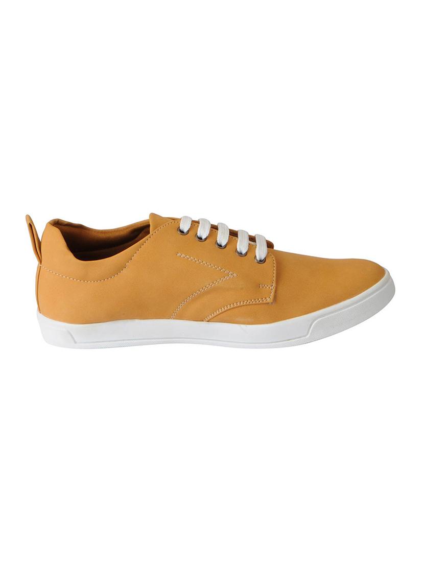 tan leatherette lace up sneakers - 16015629 - Zoom Image - 2