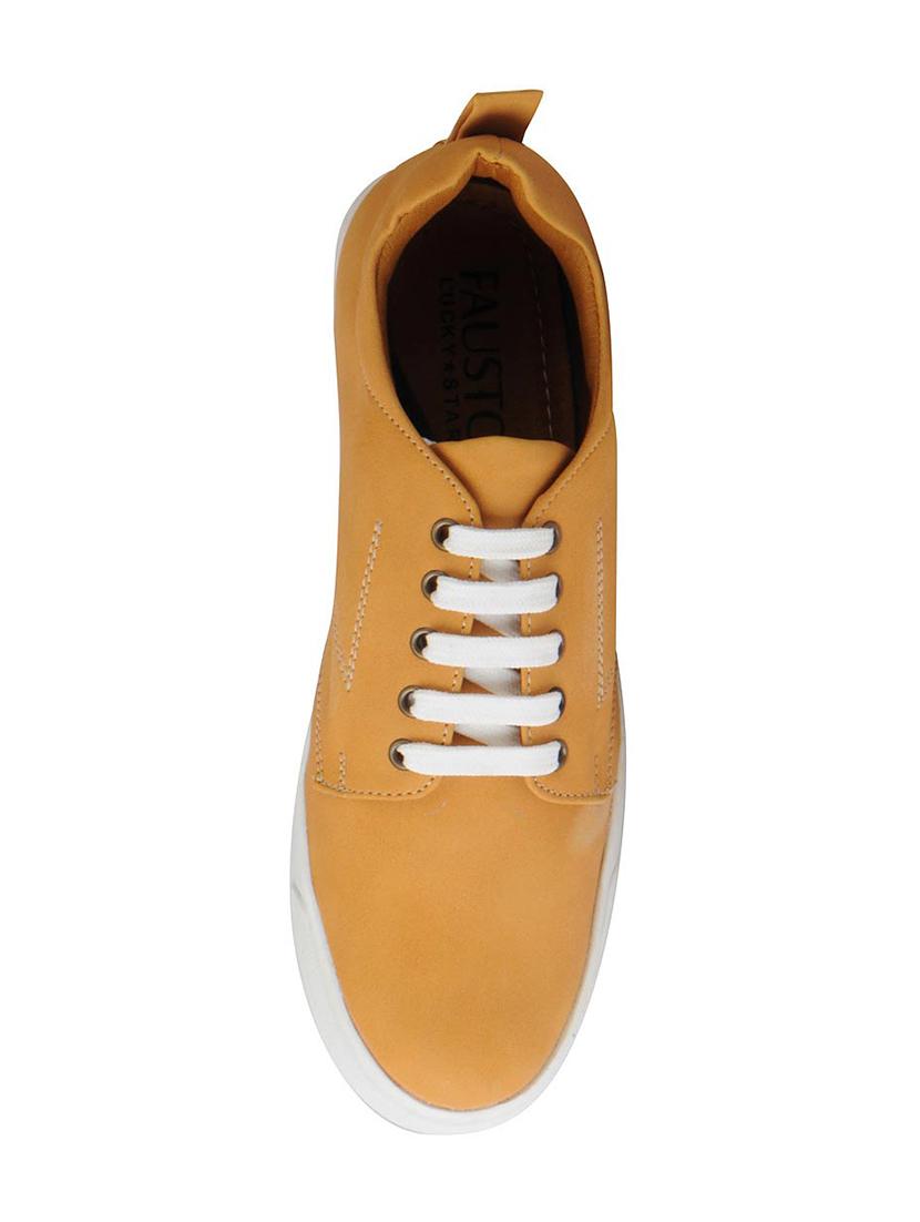 tan leatherette lace up sneakers - 16015629 - Zoom Image - 4