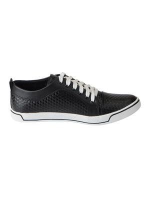 black leatherette lace up sneakers - 16015634 - Standard Image - 2
