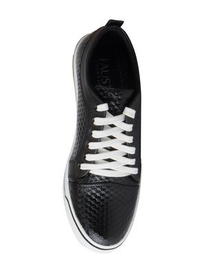 black leatherette lace up sneakers - 16015634 - Standard Image - 4