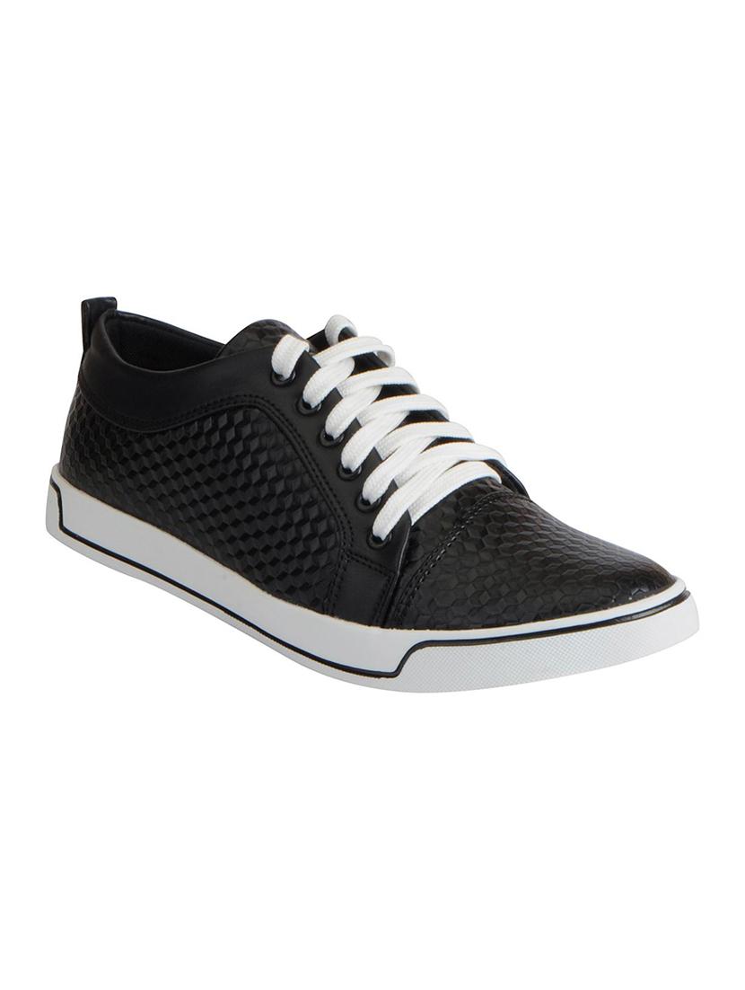 black leatherette lace up sneakers - 16015634 - Zoom Image - 1