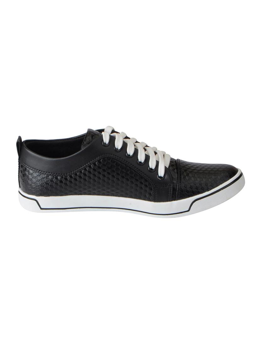 black leatherette lace up sneakers - 16015634 - Zoom Image - 2