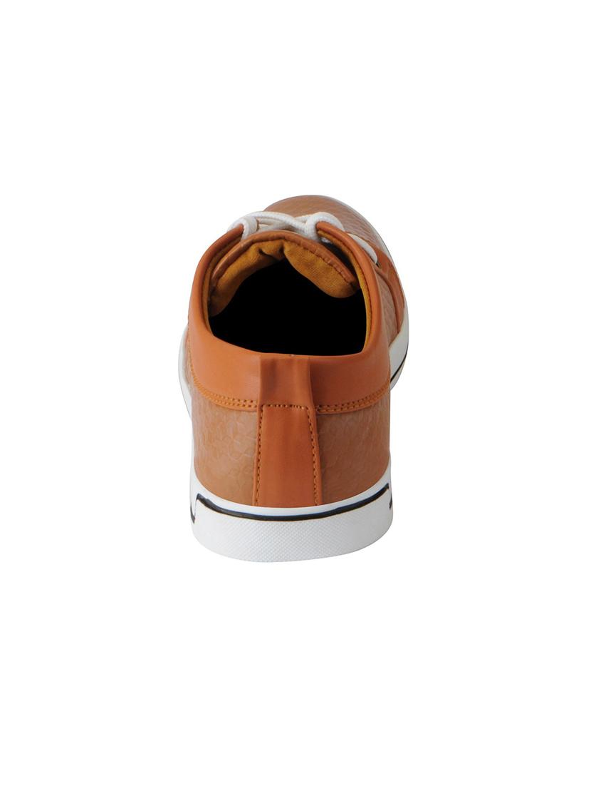 tan leatherette lace up sneakers - 16015637 - Zoom Image - 3