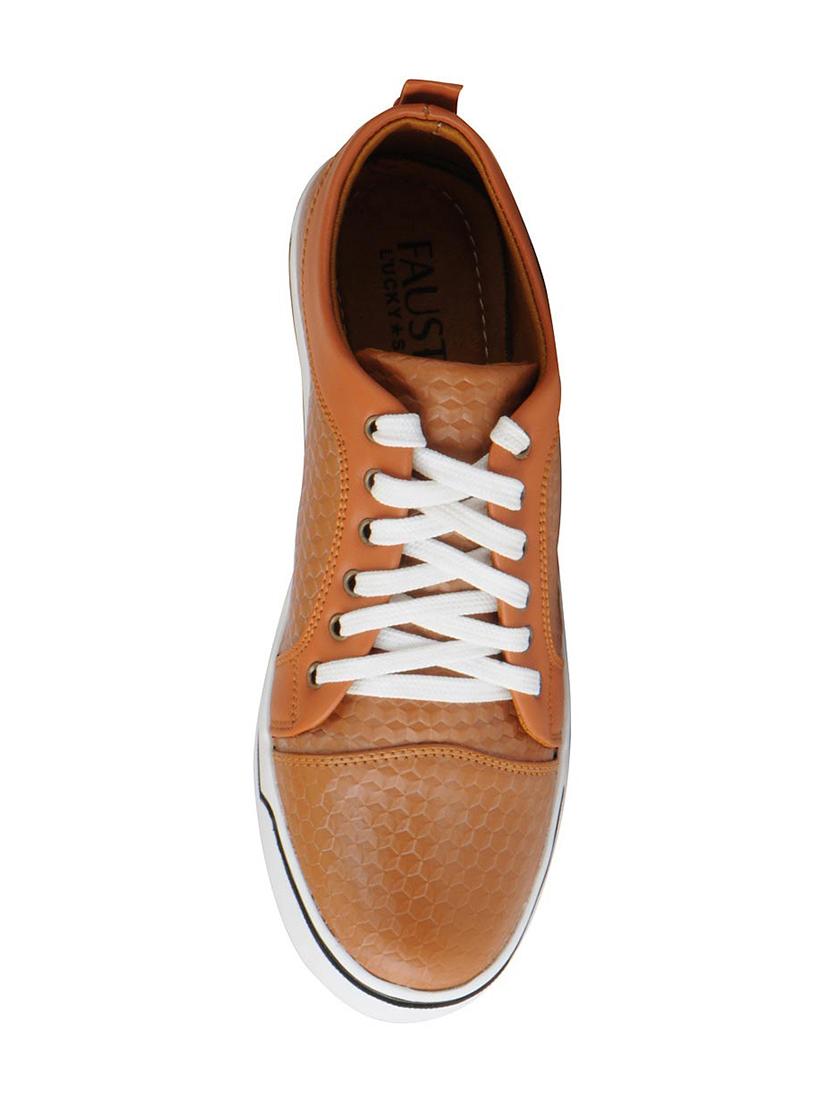 tan leatherette lace up sneakers - 16015637 - Zoom Image - 4
