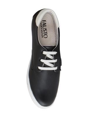 black leatherette lace up sneakers - 16015641 - Standard Image - 4
