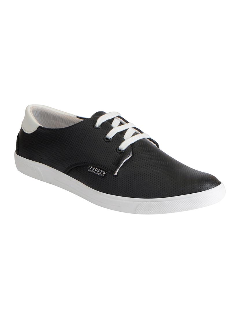 black leatherette lace up sneakers - 16015641 - Zoom Image - 1