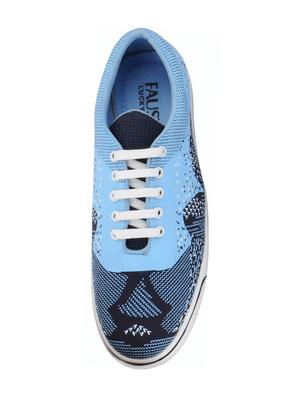 blue leatherette lace up sneakers - 16015649 - Standard Image - 4