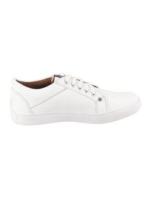 white leatherette lace up sneakers - 16015651 - Standard Image - 2
