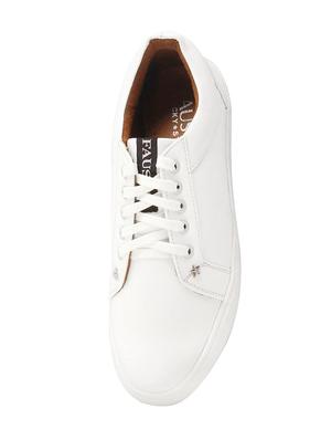 white leatherette lace up sneakers - 16015651 - Standard Image - 4