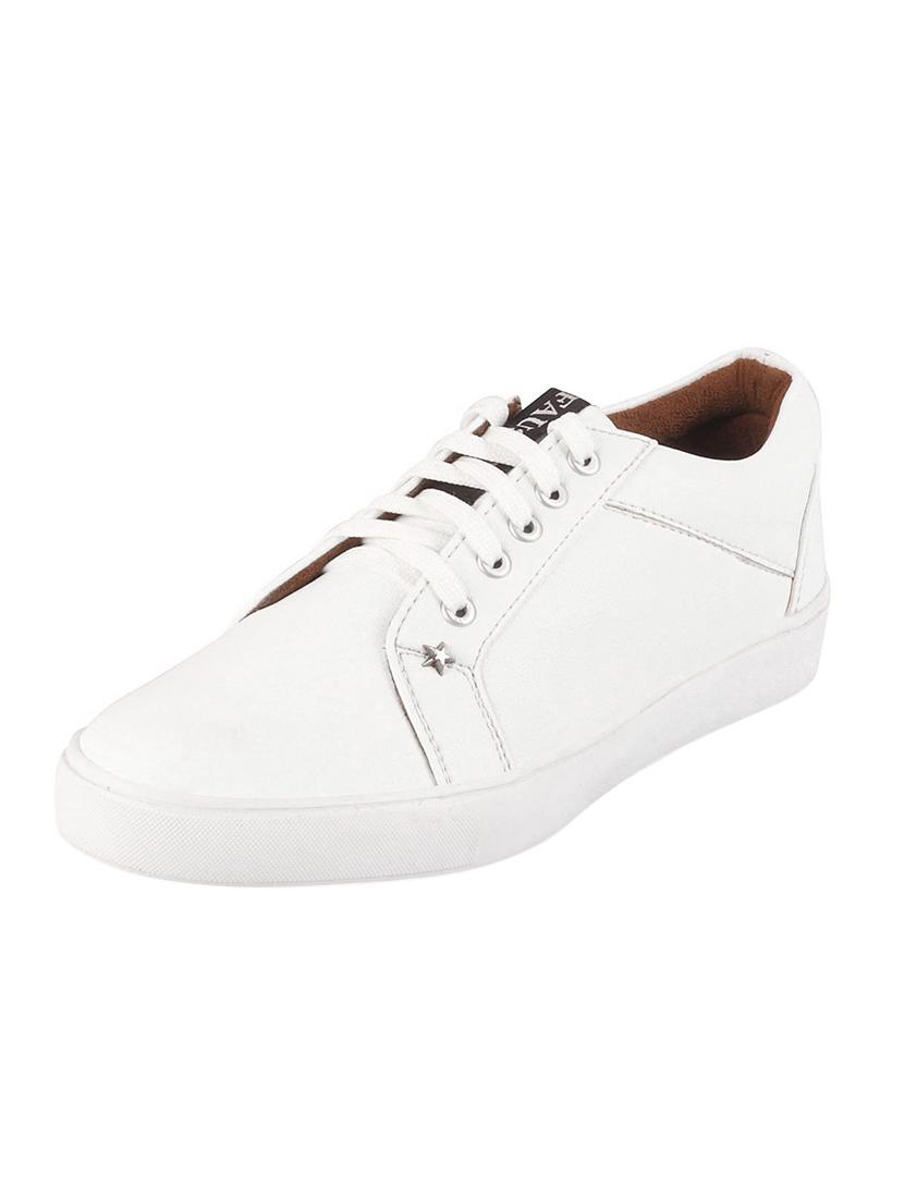 white leatherette lace up sneakers - 16015651 - Zoom Image - 1