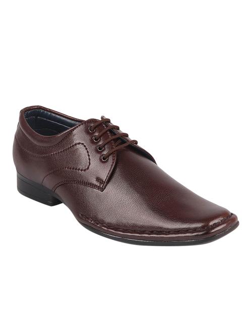 brown leatherette lace-up derbys - 16015663 - Standard Image - 1
