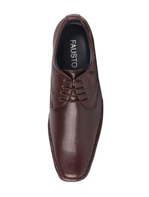brown leatherette lace-up derbys - 16015663 - Standard Image - 4