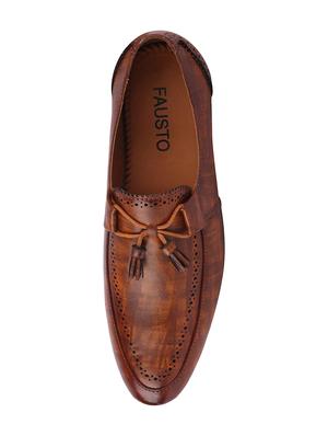 tan leatherette tassel slipons - 16015676 - Standard Image - 4