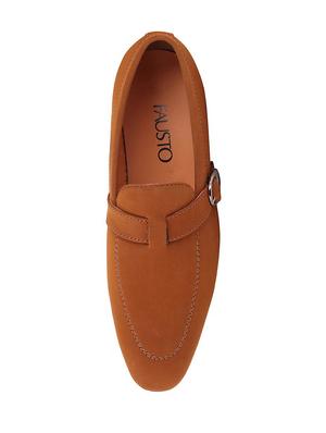 tan leatherette slip on monk straps - 16015686 - Standard Image - 4