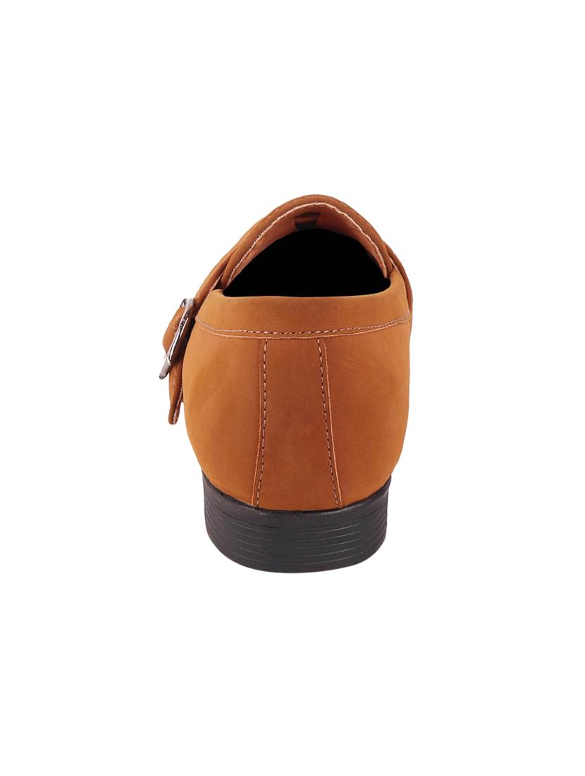 tan leatherette slip on monk straps - 16015686 - Zoom Image - 3