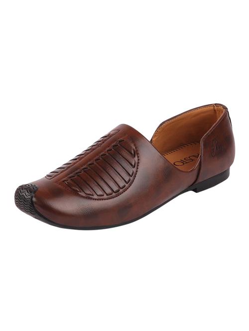 brown leatherette slip on jutis - 16015691 - Standard Image - 1