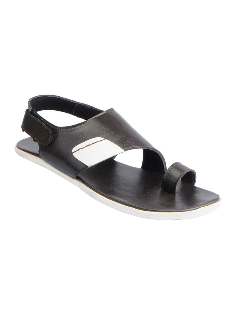 brown leatherette back strap sandals - 16015701 - Zoom Image - 1