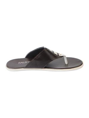 brown leatherette toe separator slippers - 16015709 - Standard Image - 2
