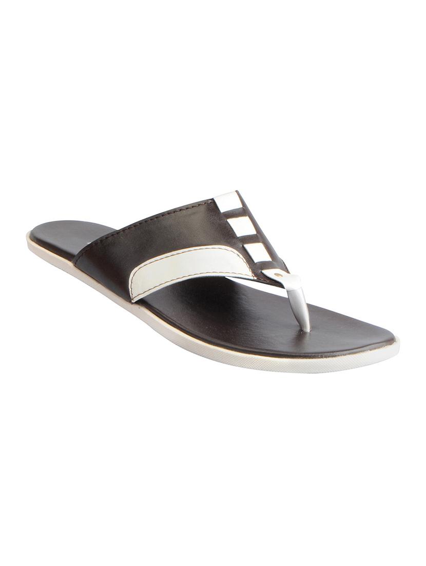 brown leatherette toe separator slippers - 16015709 - Zoom Image - 1