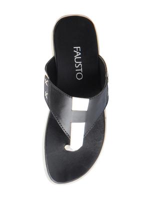 black leatherette toe separator slippers - 16015710 - Standard Image - 4