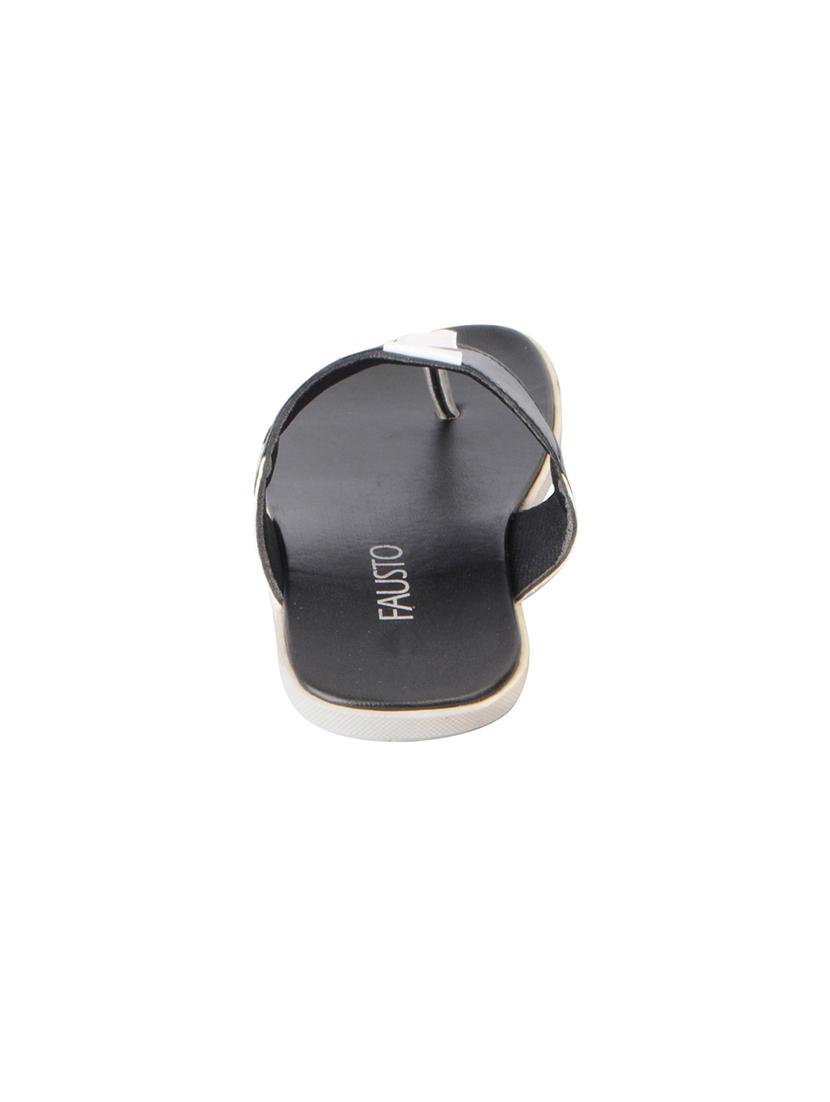 black leatherette toe separator slippers - 16015710 - Zoom Image - 3