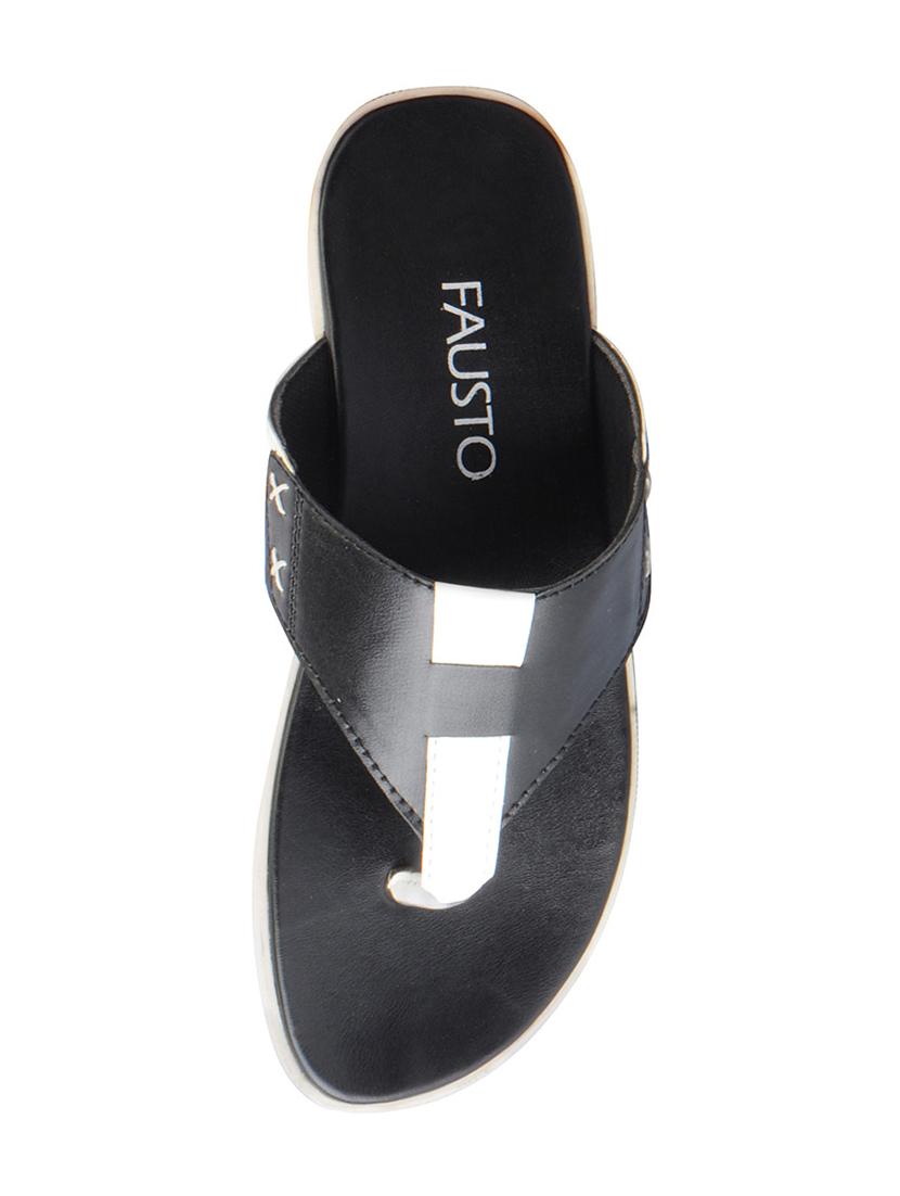 black leatherette toe separator slippers - 16015710 - Zoom Image - 4