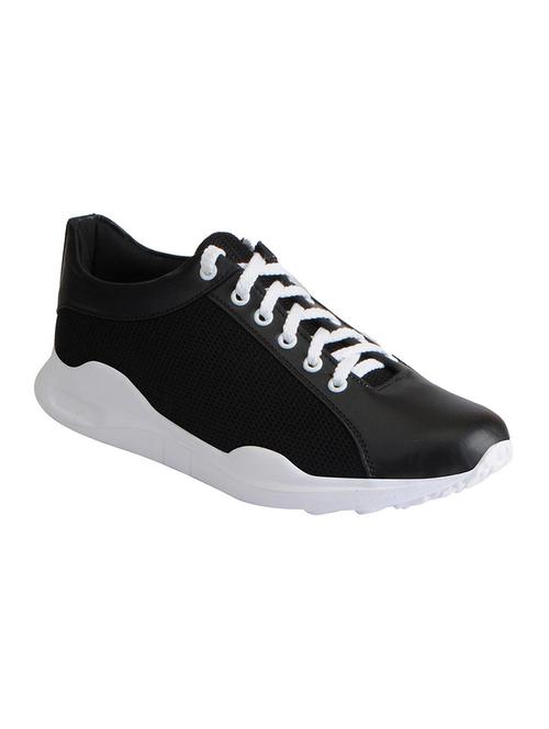 black faux leather sport shoes - 16015720 - Standard Image - 1
