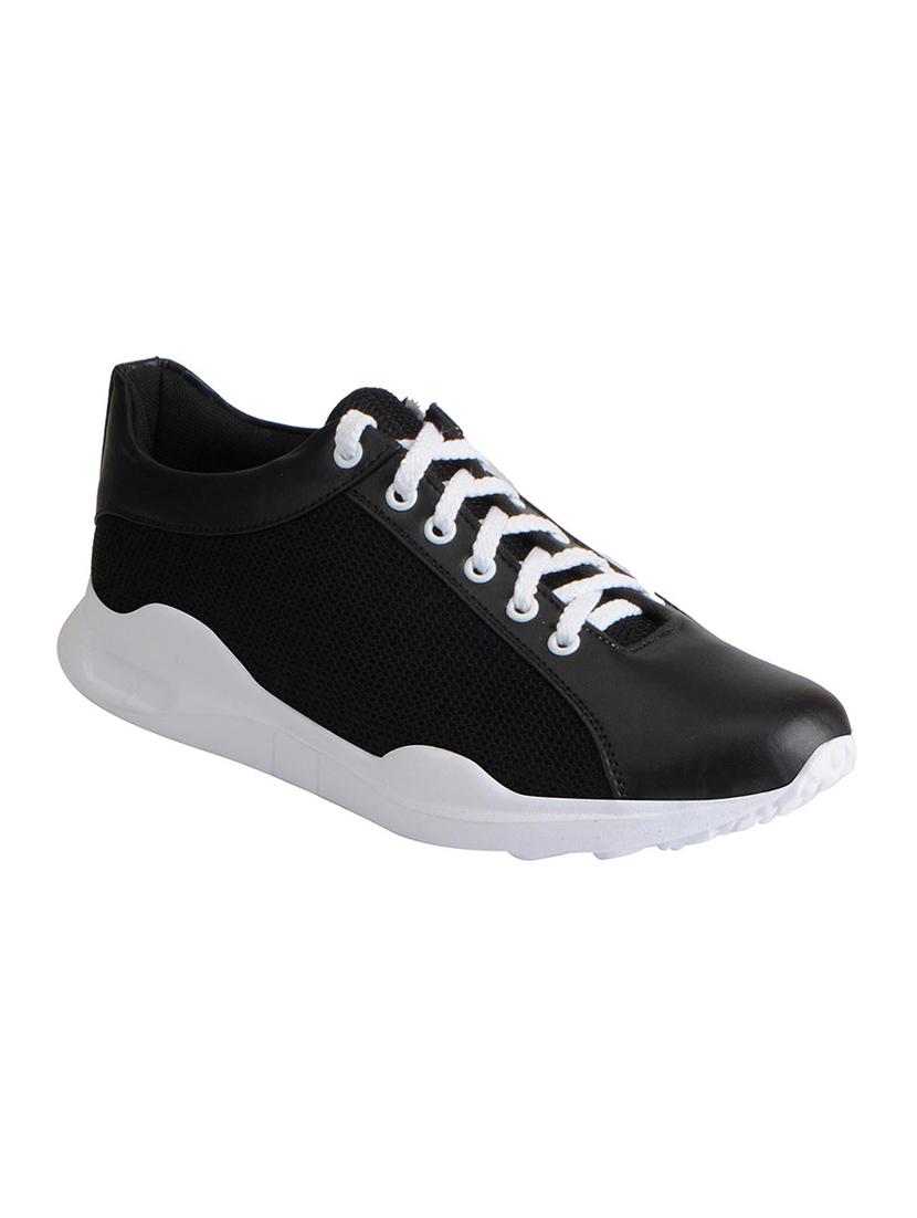 black faux leather sport shoes - 16015720 - Zoom Image - 1