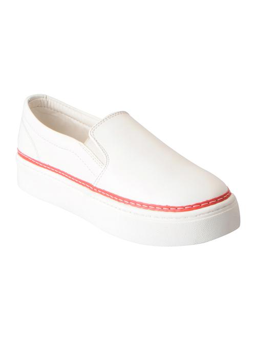 white synthetic slip on casual shoes - 16015735 - Standard Image - 1