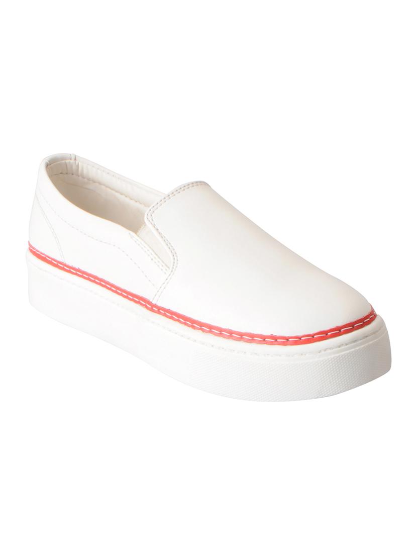 white synthetic slip on casual shoes - 16015735 - Zoom Image - 1