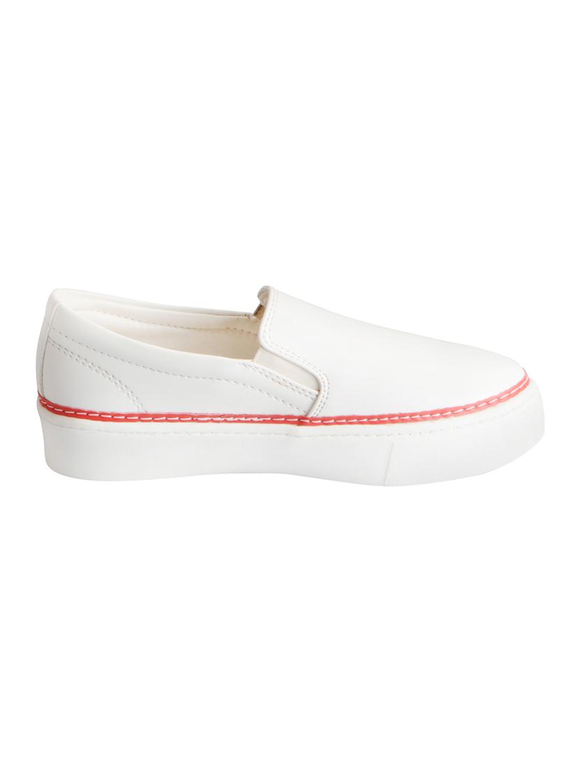 white synthetic slip on casual shoes - 16015735 - Zoom Image - 2