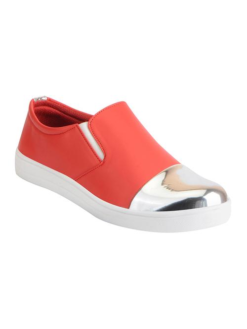 red synthetic slip on casual shoes - 16015740 - Standard Image - 1