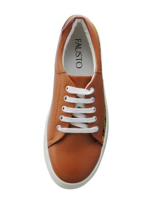tan synthetic laceup sneakers - 16015746 - Standard Image - 4